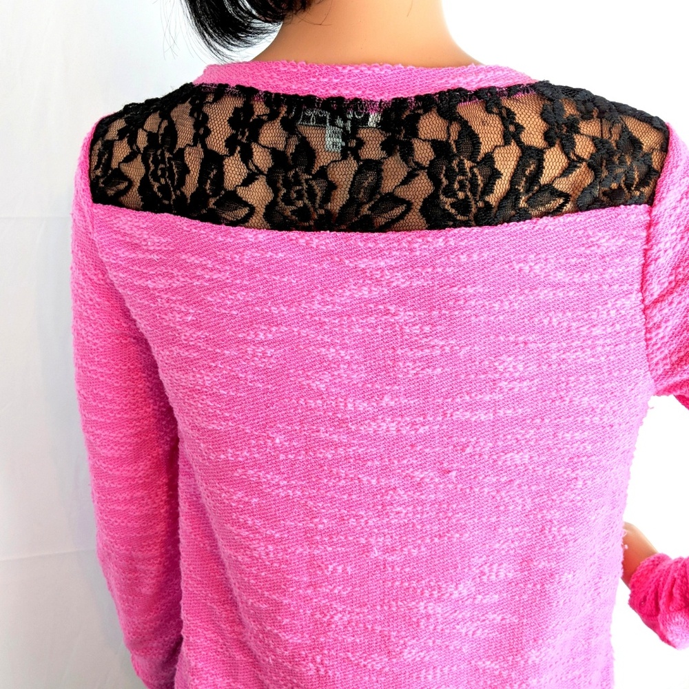 OLSENBOYE  Pink & Black Lace Fashion Top